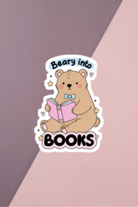 Beary Into Books Sticker