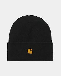 Beanies: Carhartt WIP - Chase Beanie - Black / Gold