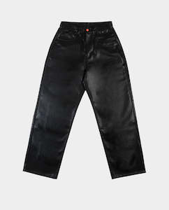 Pants Joggers: BeWider - Super Loose Jeans - Fake Leather/Black Stitching