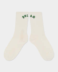 Polar - Large Rib College Logo Socks - Cloud White