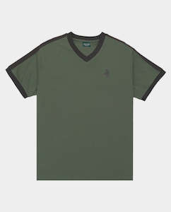 Passport - Workers Stripe Organic Jersey - Gumnut Green