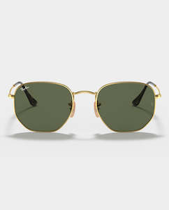 Polarized Sunglasses Eyewear: Ray-Ban - Hexagonal - Arista Gold with Green Lens