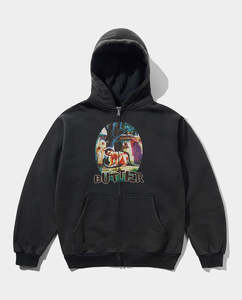 Hoodies: Butter Goods - Nimai Zip-Thru Hoodie - Washed Black