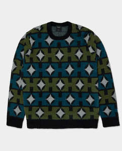 Jerseys: HUF - Space Age Crewneck Sweater - Pine