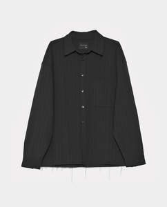 Shirts: Beach Brains - Hold LS Shirt - Black Pinstripe