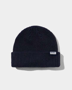 Beanies: Butter Goods - Distressed Waffle Knit Beanie - Washed Navy