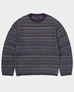Jerseys: Thisisneverthat - Pattern Knit Crewneck - Dark Purple