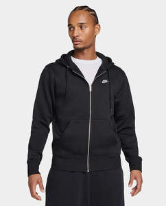 Hoodies: Nike - Club Full-Zip Fleece Hoodie - Black