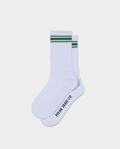 Socks: Polar - Rib Socks Striped - White/Green/Blue