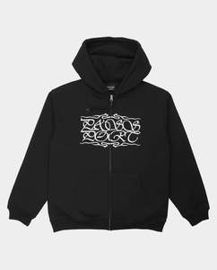 Hoodies: Passport - Calligraphy Zip-Thru Hoodie - Black