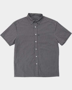 Shirts: Passport - Gauntlets Workers Check Short-Sleeve Shirt - Graphite