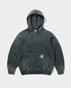 Hoodies: Butter Goods - Faded Waffle Zip-Thru Hoodie - Washed Black
