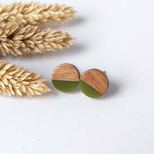 Small Wood Studs  - Olive