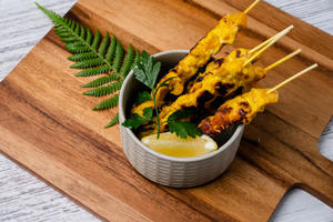 Grilled Chicken Satay Skewers with Lemon