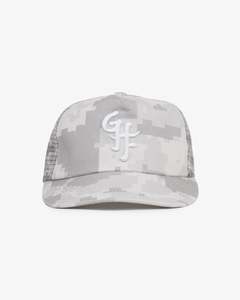5 Panels: Glass Half Full Trucker Cap - Short Brim 5 Panel - Digital Camo