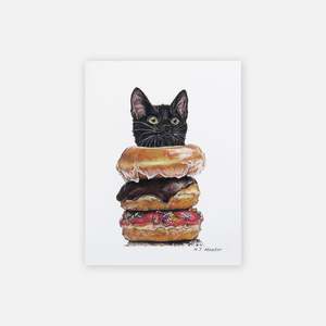 Cat Art Print - Donut Cat