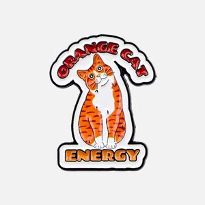 For Humans: Enamel Cat Pin - Orange Cat Energy