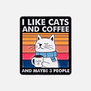 Enamel Cat Pin - Cats & Coffee