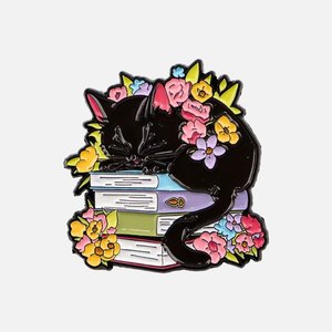 Enamel Cat Pin - Book Snooze