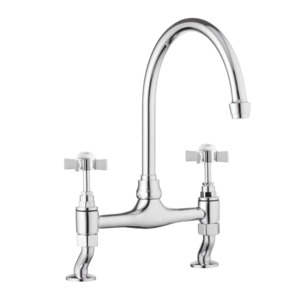 Kitchen Tap: Traditional Kitchen Bridge Mixer Tap - Cross Handles - October Sale - Half Price !