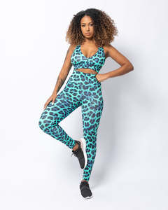 High Rise Leopard Blue Leggings