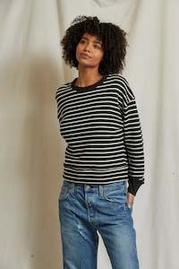 PERFECT WHITE TEE - TYLER FRENCH TERRY STRIPE