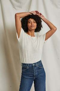 Perfect White Tee: PERFECT WHITE TEE - PATSY LINEN JERSEY CREW TEE NATURAL