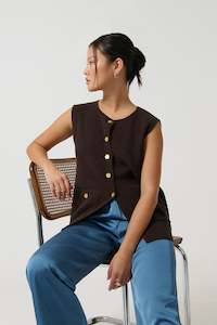 ONTE - HELENA GILET CHOCOLATE BROWN