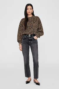 ANINE BING - MILES SWEATSHIRT - BLACK AND BROWN LEOPARD