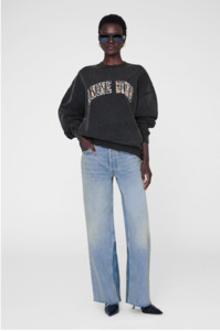 ANINE BING - MILES SWEATSHIRT LEOPARD WASHED BLACK