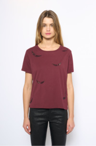 Shirts Tops: ZADIG ET VOLTAIRE - ALYS HC EMBROIDERY WINGS BURGUNDY