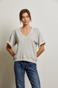 Shirts Tops: PERFECT WHITE TEE - BRIGGS FRENCH TERRY SHORT SLEEVE SWEATSHIRT GREY