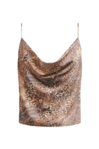 Lagence: L 'AGENCE - CALISTA COWL NECK CAMI IN BROWN BLUE