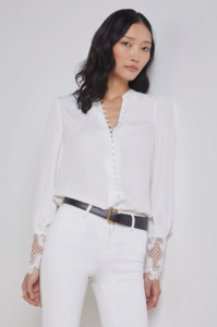 L 'AGENCE - AVA LACE CUFF BLOUSE IVORY