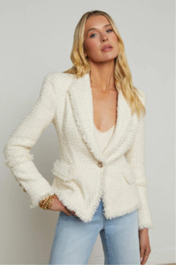 L 'AGENCE - KAISLEY BLAZER WITH FRAY WHITE