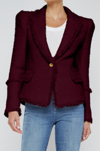 L 'AGENCE - KAISLEY BLAZER WITH FRAY DARK PORT