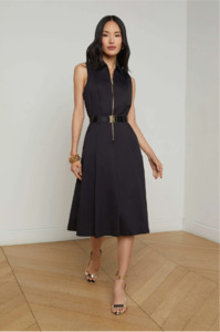 Lagence: L 'AGENCE - KYLO BELTED SHIRT DRESS BLACK