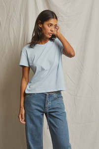 PERFECT WHITE TEE - HARLEY BOXY CREW SKY BLUE