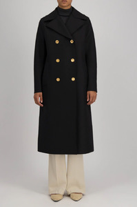 Harris Wharf London: HARRIS WHARF LONDON - MILITARY COAT PRESSED WOOL BLACK