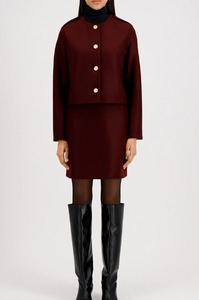 HARRIS WHARF LONDON - UNCOLLARED LIGHT PRESSED WOOL JACKET CINABRE