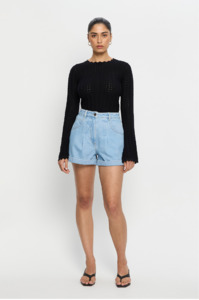 KIVARI - AVERY DENIM SHORT DUSTY BLUE