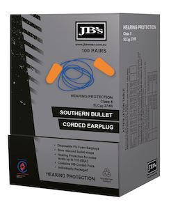 Ear Protection: JB's SOUTHERN BULLET CORDED EARPLUG (100 PAIR)