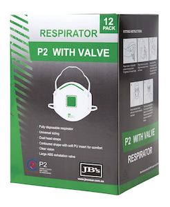 Face Shields: JB's P2 RESPIRATOR WITH VALVE (12PC)