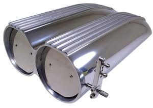 RPC Polished Aluminium "Shot Gun" Hood Scoop with Paper Element, Finned Style (RPCR5234)