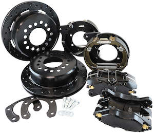 Brake: Aeroflow Ford 9" Rear Disc Brake Kit Features Internal Handbrake Shoes (AF5070-1000)
