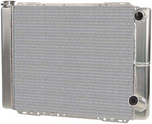 Cooling Insulation Air Conditioning: Afco Universal 27.5" x 20" Aluminium Double Pass Radiator, R/H Inlet & Outlet -20AN Inlet with 1-3/4" Outlet. 3" Tank Thickness (AFC80101NDP-U)