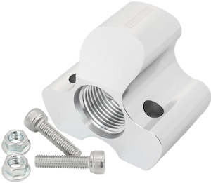 Hose Fittings: Aeroflow 4 Port Inline Distribution Block - Silver Finish 3 x -10 ORB Ports, 1 x -12 ORB Port (AF935-12-10S)