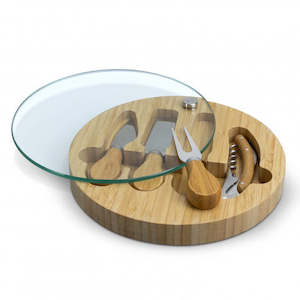 $15 - $30: Glass Bamboo Cheese Board