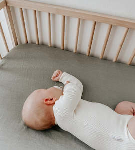 Bassinet Cot Sheets: Home Lab | 100% French Flax Linen Fitted Cot Sheet | Lichen