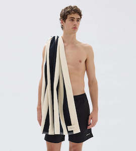 Towels: Assembly Label | Cotton Stripe Beach Towel | Navy/Cream